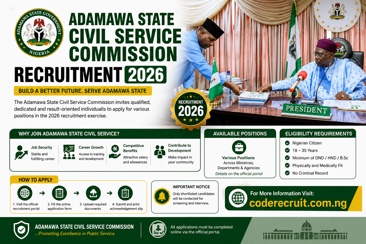 Adamawa State Civil Service Commission Recruitment 2026