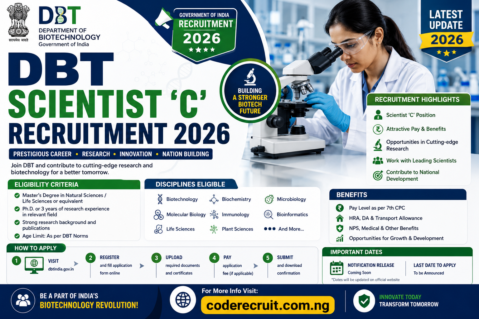DBT Scientist C Recruitment 2026