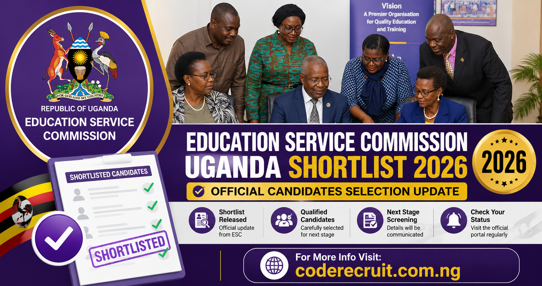 Education Service Commission Uganda Shortlist 2026
