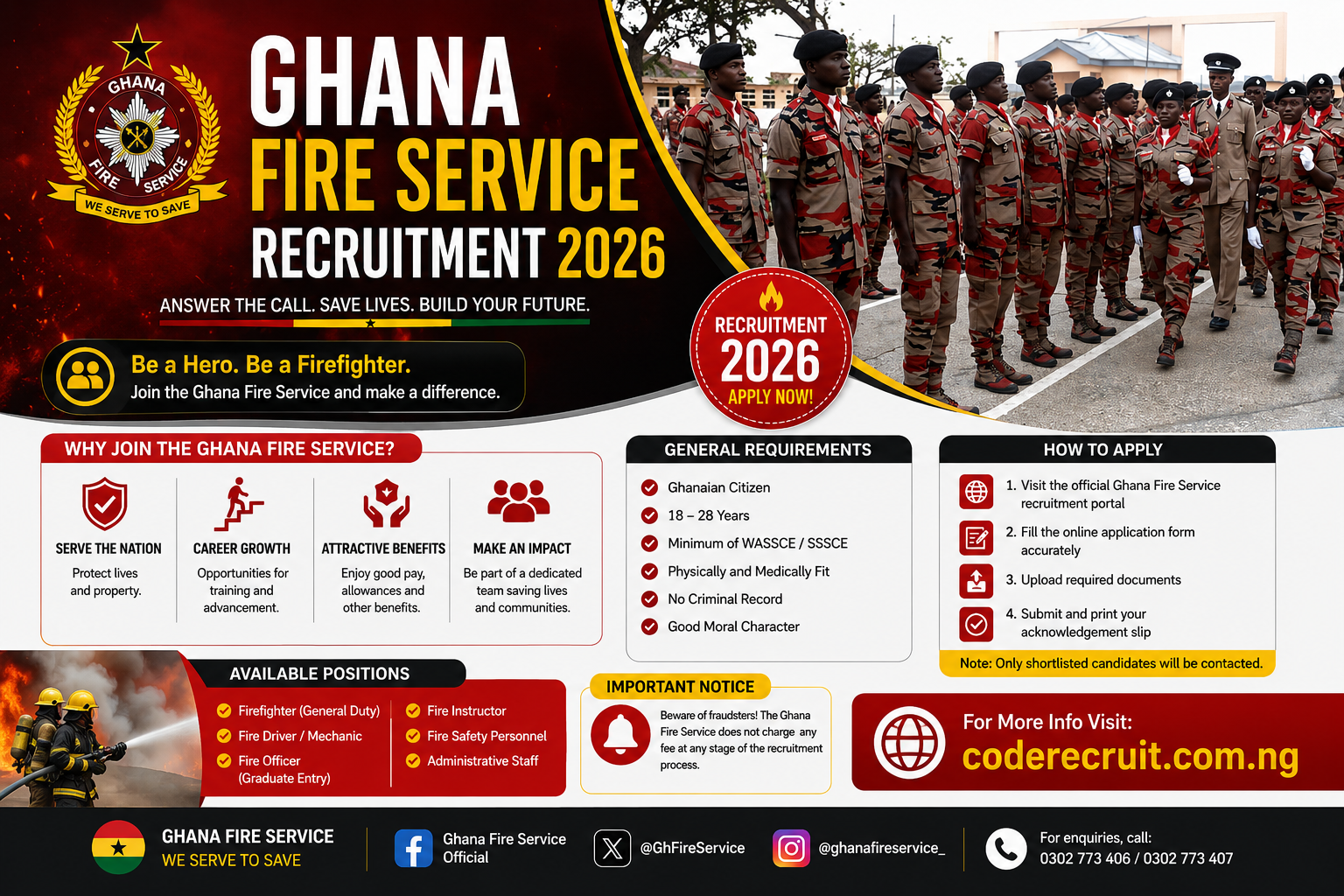 Ghana Fire Service Recruitment 2026