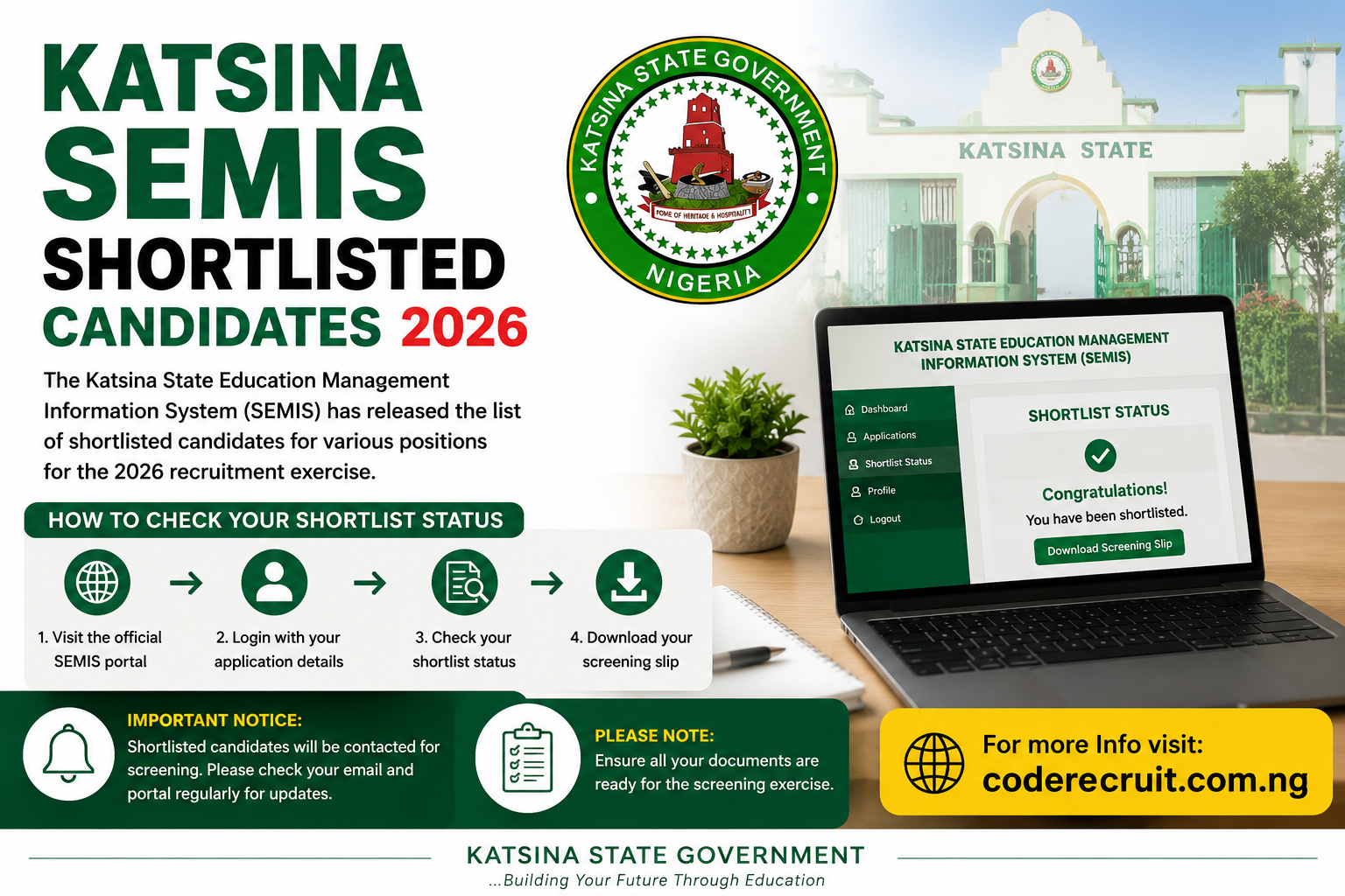 Katsina SEMIS Shortlisted Candidates 2026