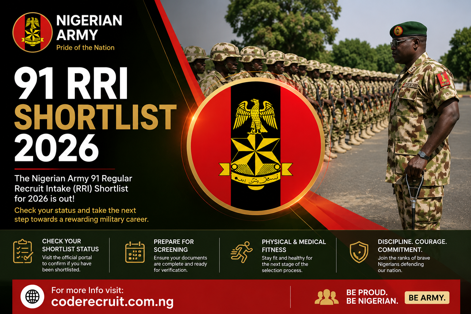 Nigerian Army 91RRI Shortlisted Candidates 2026