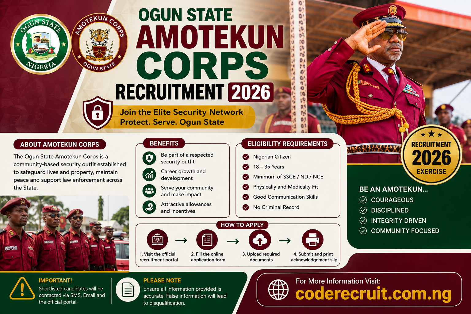 Ogun State Amotekun Corps Recruitment 2026